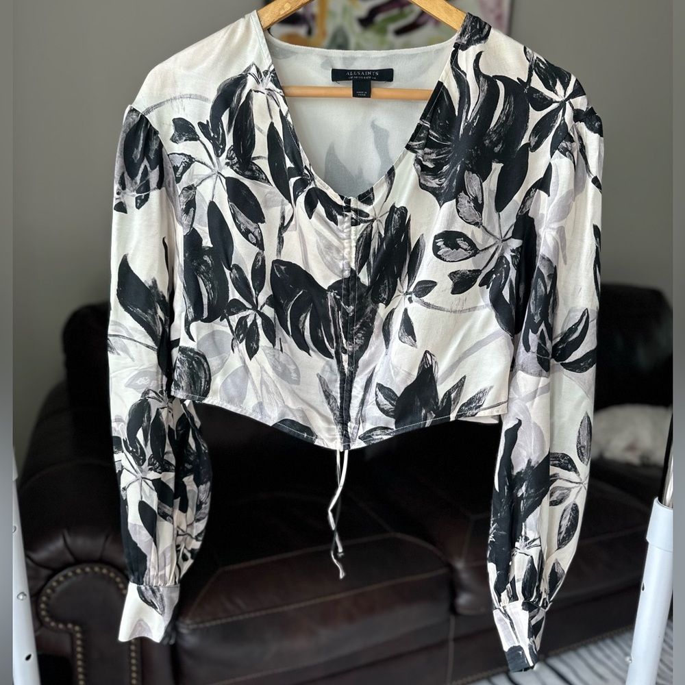 AllSaints Carla Jackie Ruched Crop Top Size 6
